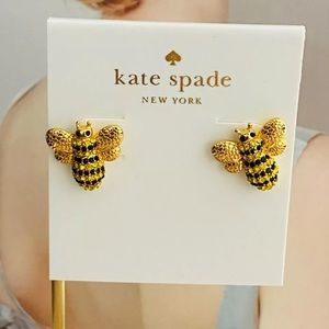 Kate spade gold bee earrings bug black dust bag